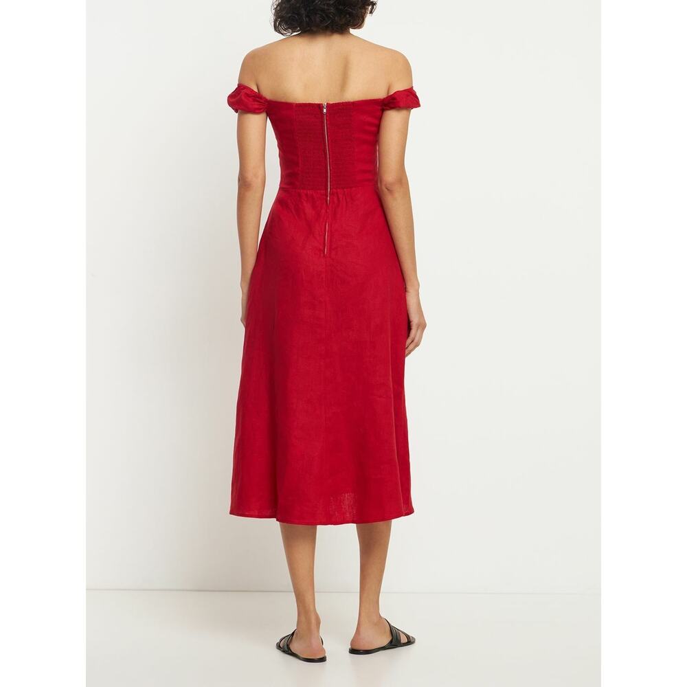 Reformation Red Off-Shoulder Midi Dress - Picture 2 of 3